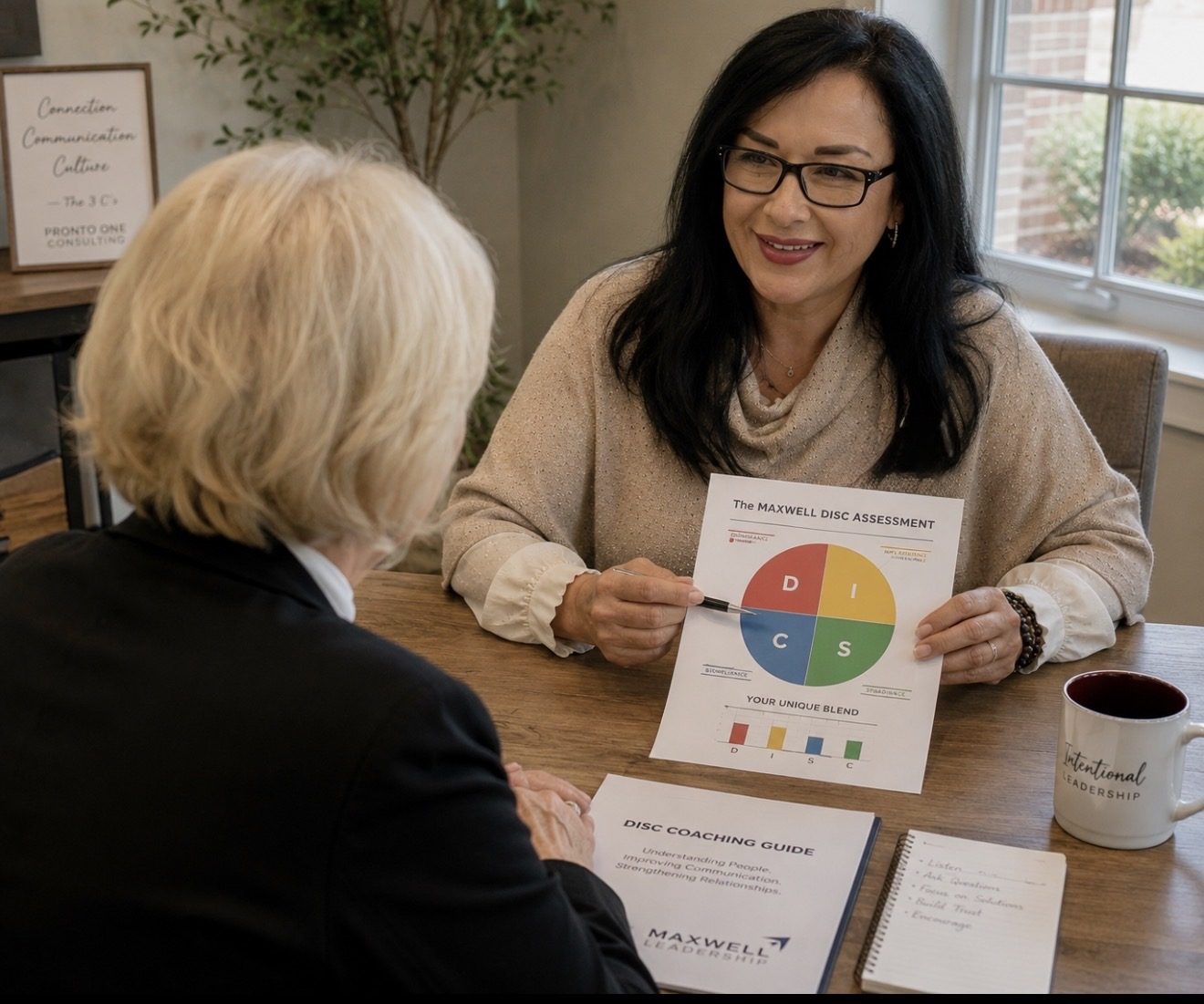 Blanca Criner walking a client through a DISC assessment debrief