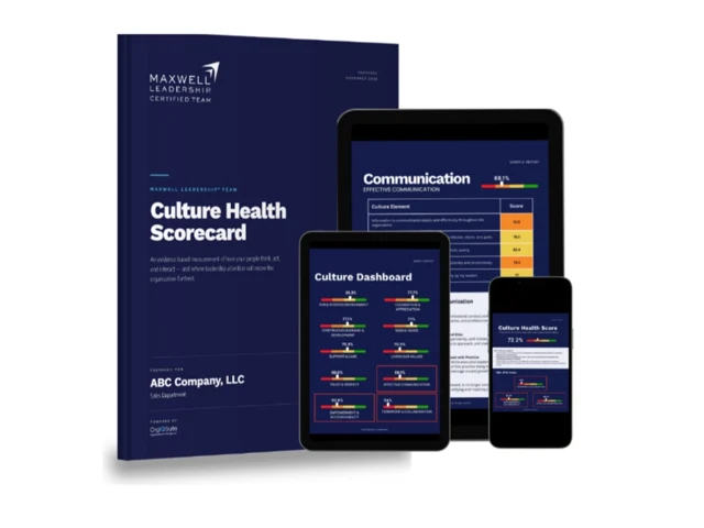Culture Health Scorecard sample report shown on print, tablet and phone